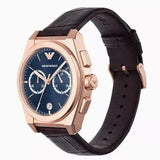 Emporio Armani Federico Chronograph Blue Dial Brown Leather Strap Watch For Men - AR11563 Authentic Buy Shop Now