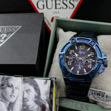 Guess Rigor Multifunction Black Dial Blue Steel Strap Watch for Men - W0218G4 Authentic Buy Shop Now