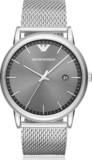 Emporio Armani Luigi Quartz Grey Dial Silver Mesh Bracelet Watch For Men - AR11069 Authentic Buy Shop Now