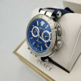 Versace Aion Chronograph Blue Dial Blue Leather Strap Watch for Men - VE1D01220 Authentic Buy Shop Now