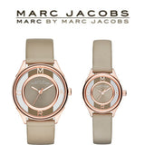 Marc Jacobs Tether Grey Dial Grey Leather Strap Watch for Women - MBM1375 Authentic Buy Shop Now