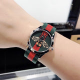 Gucci Le Marche des Merveilles Red & Green Dial Red & Green Nylon Strap Unisex Watch - YA1264060 Authentic Buy Shop Now