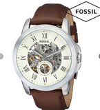 Fossil Grant Automatic White Dial Brown Leather Strap Watch for Men - ME3052 Authentic Buy Shop Now