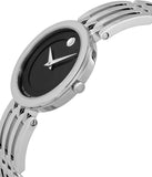 Movado Esperanza 28mm Black Dial Silver Steel Strap Watch For Women - 0607051 Authentic Buy Shop Now