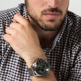 Diesel Mega Chief Chronograph Grey Dial Grey Steel Strap Watch for Men - DZ4282 Authentic Buy Shop Now