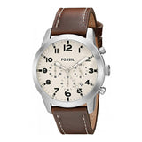 Fossil Pilot Chronograph White Dial Brown Leather Strap Watch for Men - FS5146 Authentic Buy Shop Now