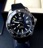Tag Heuer Aquaracer Calibre 5 Automatic Black Dial Black Rubber Strap Watch for Men - WAY201A.FT6142 Authentic Buy Shop Now