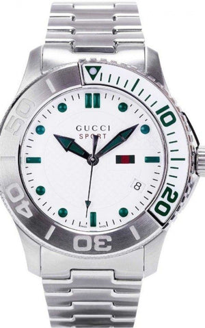 Gucci G Timeless Silver Dial Silver Steel Strap Watch For Men - YA126232 Authentic Buy Shop Now