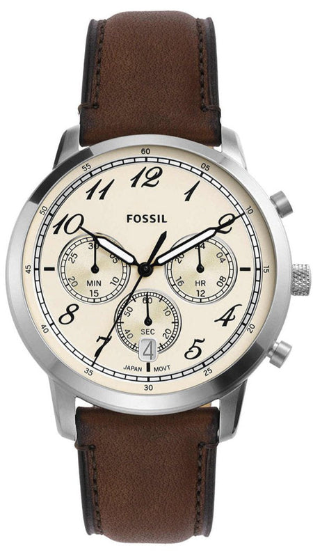 Fossil Neutra Chronograph White Dial Brown Leather Strap Watch for Men - FS6022 Authentic Buy Shop Now