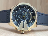 Diesel Mega Chief Chronograph Black Dial Black Leather Strap Watch For Men - DZ4344 Authentic Buy Shop Now