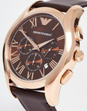 Emporio Armani Chronograph Brown Dial Brown Leather Strap Watch For Men - AR1701 Authentic Buy Shop Now