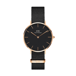 Daniel Wellington Classic Petite Cornwall Black Dial Black NATO Strap Watch For Women - DW00100215 Authentic Buy Shop Now