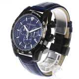 Versace V-Ray Chronograph Quartz Blue Dial Black Leather Strap Watch For Men - VEDB00418 Authentic Buy Shop Now