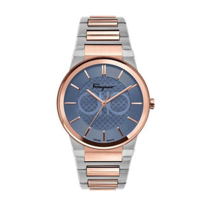 Salvatore Ferragamo Sapphire Blue Dial Two Tone Steel Strap Watch for Men - SFHP007-20 Authentic Buy Shop Now