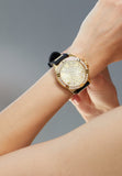 Guess Frontier Diamonds Gold Dial Black Rubber Strap Watch For Women - W1160L1 Authentic Buy Shop Now