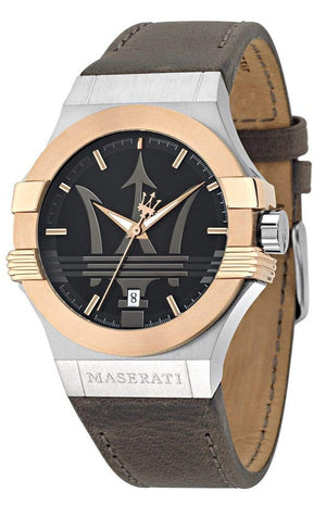 Maserati Potenza Black Dial Brown Leather Strap Watch For Men - R8851108014 Authentic Buy Shop Now