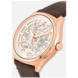 Emporio Armani Meccanico White Skeleton Dial Brown Leather Strap Watch For Men - AR60005 Authentic Buy Shop Now