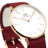 Daniel Wellington Classic Roselyn White Dial Maroon Nylon Strap Watch For Women - DW00100267 Authentic Buy Shop Now