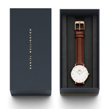 Daniel Wellington Petite St Mawes White Dial Brown Leather Strap Watch For Women - DW00100175 Authentic Buy Shop Now