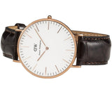 Daniel Wellington Classic York White Dial Brown Leather Strap Watch For Women - DW00100038 Authentic Buy Shop Now