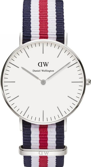 Daniel Wellington Classic Canterbury White Dial Two Tone NATO Strap Watch For Women - DW00100051 Authentic Buy Shop Now