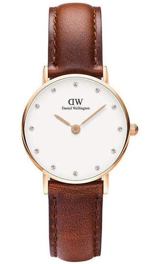 Daniel Wellington Classy St Mawes White Dial Brown Leather Strap Watch For Women - DW00100059 Authentic Buy Shop Now