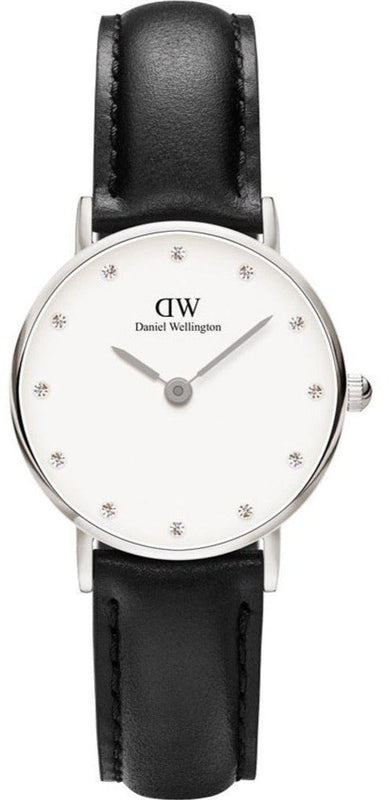 Daniel Wellington Classy Sheffield White Dial Black Leather Strap Watch For Women - DW00100068 Authentic Buy Shop Now