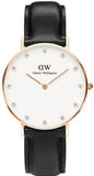 Daniel Wellington Classic Sheffield White Dial Black Leather Strap Watch For Women - DW00100076 Authentic Buy Shop Now