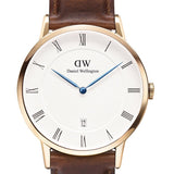 Daniel Wellington Dapper St Mawes White Dial Brown Leather Strap Watch For Men - DW00100083 Authentic Buy Shop Now