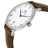 Daniel Wellington Dapper Bristol White Dial Brown Leather Strap Watch For Women - DW00100098 Authentic Buy Shop Now