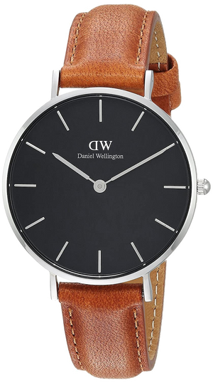 Daniel Wellington Petite Sterling Black Dial Brown Leather Strap Watch For Women - DW00100178 Authentic Buy Shop Now