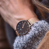 Daniel Wellington Petite Evergold Black Dial Gold Mesh Strap Watch For Women - DW00100345 Authentic Buy Shop Now