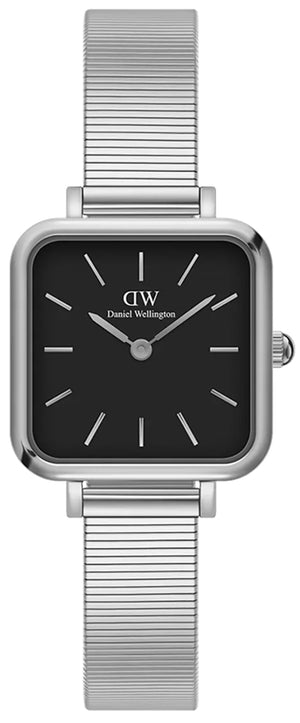 Daniel Wellington Quadro Studio Black Dial Silver Mesh Strap Watch For Women - DW00100522 Authentic Buy Shop Now