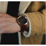Daniel Wellington Iconic Chronograph Blue Dial Brown Leather Strap Watch For Men - DW00100639 Authentic Buy Shop Now