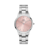 Daniel Wellington Iconic Pink Dial Silver Steel Strap Watch For Women - DW00100325 Authentic Buy Shop Now