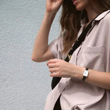 Daniel Wellington Quadro White Dial Black Leather Strap Watch For Women - DW00100434 Authentic Buy Shop Now