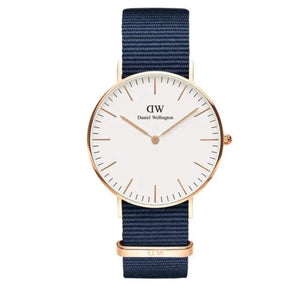 Daniel Wellington Classic Bayswater White Dial Navy Blue NATO Strap Watch For Women - DW00100279 Authentic Buy Shop Now