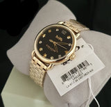 Coach Delancey Black Dial Gold Stainless Steel Strap Watch For Women - 14502813 Authentic Buy Shop Now