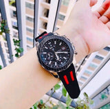 Guess Octane Chronograph Black Dial Two Tone Silicone Strap Watch For Men - W1047G1 Authentic Buy Shop Now