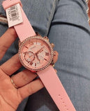 Guess Solar Rose Gold Dial Pink Rubber Strap Watch For Women - W1135L2 Authentic Buy Shop Now