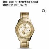 Fossil Stella Multifunction Gold Dial Gold Steel Strap Watch for Women - ES3589 Authentic Buy Shop Now