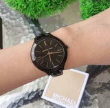Michael Kors Slim Runway Black Dial Black Steel Strap Watch for Women - MK3317 Authentic Buy Shop Now
