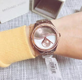 Michael Kors Lauryn Rose Gold Dial Brown Steel Strap Watch for Women - MK3757 Authentic Buy Shop Now