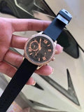Guess Solar 40mm Black & Rose Gold Dial Black Rubber Strap Watch For Women - W1135L4 Authentic Buy Shop Now