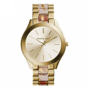 Michael Kors Slim Runway Gold Dial Two Tone Steel Strap Watch for Women - MK4300 Authentic Buy Shop Now