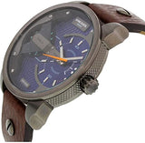 Diesel Mini Daddy Analog Blue Dial Brown Leather Strap Watch For Men - DZ7339 Authentic Buy Shop Now
