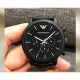 Emporio Armani Luigi Chronohraph Black Dial Black Leather Strap Watch For Men - AR1970 Authentic Buy Shop Now