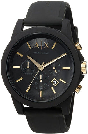 Armani Exchange Outerbanks Chronograph Black Dial Black Steel Strap Watch For Men - AX7105 Authentic Buy Shop Now