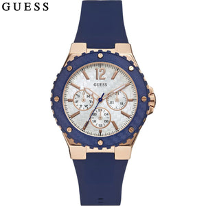 Guess Overdrive White Dial Blue Rubber Strap Watch for Women - W0149L5 Authentic Buy Shop Now