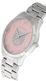 Gucci G Timeless Quartz Mother of Pearl Pink Dial Silver Steel Strap Watch for Women - YA1264166 Authentic Buy Shop Now